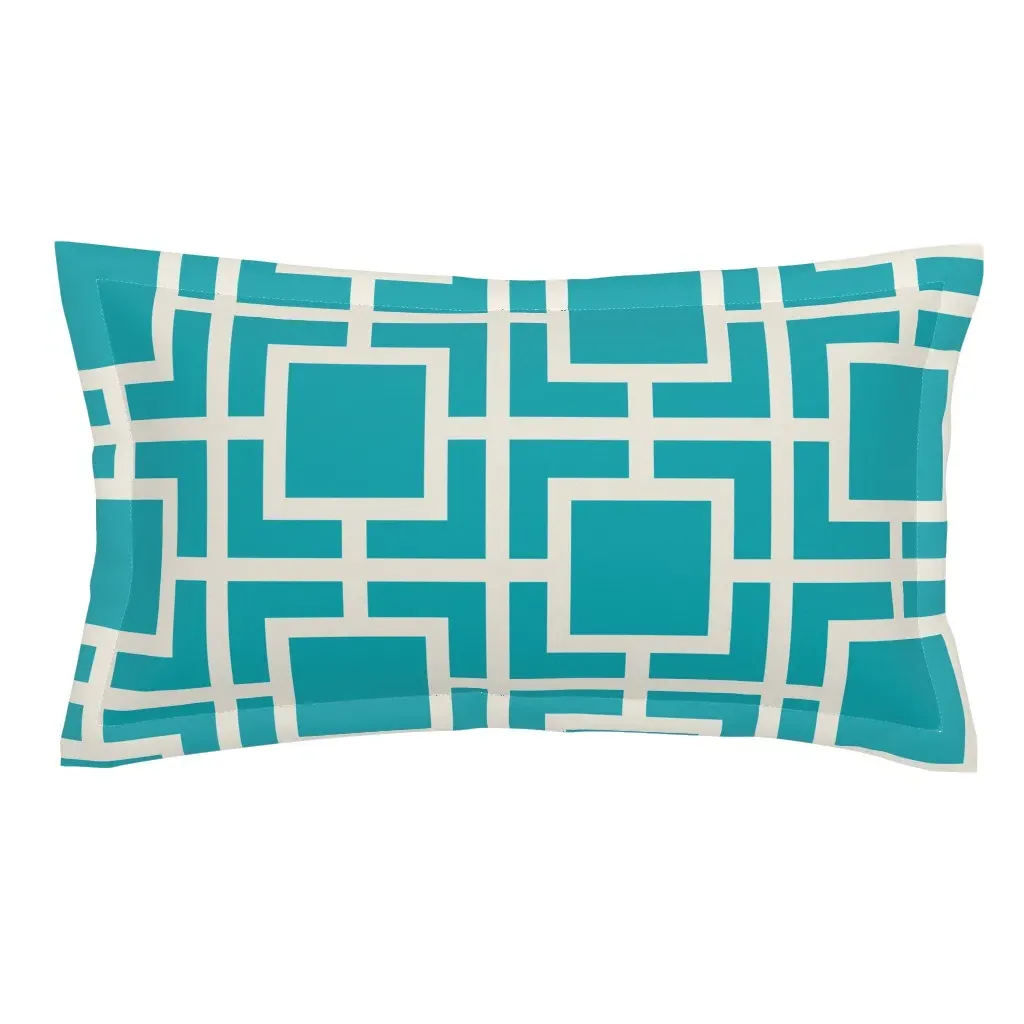 Geometric Squares King Pillow Sham - Teal product