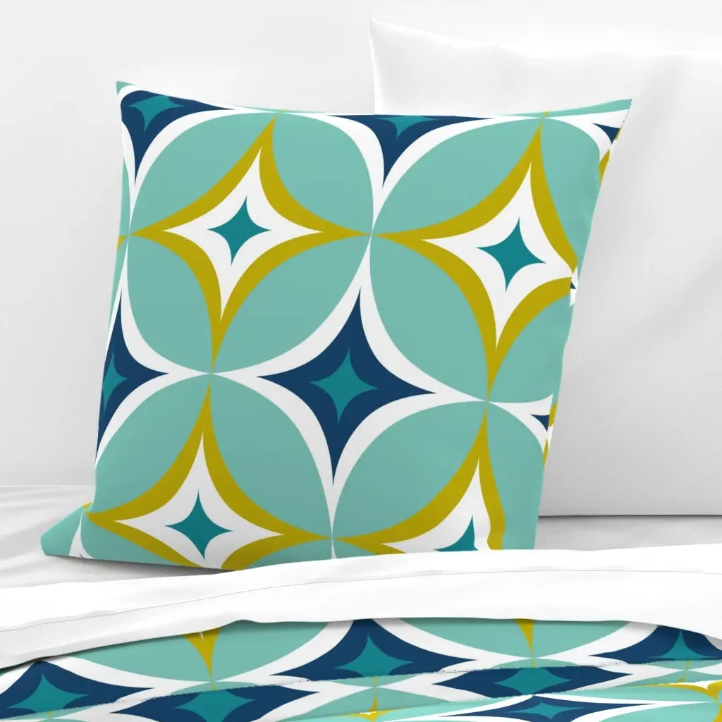 Geometric Starburst Euro Pillow Sham - Teal product