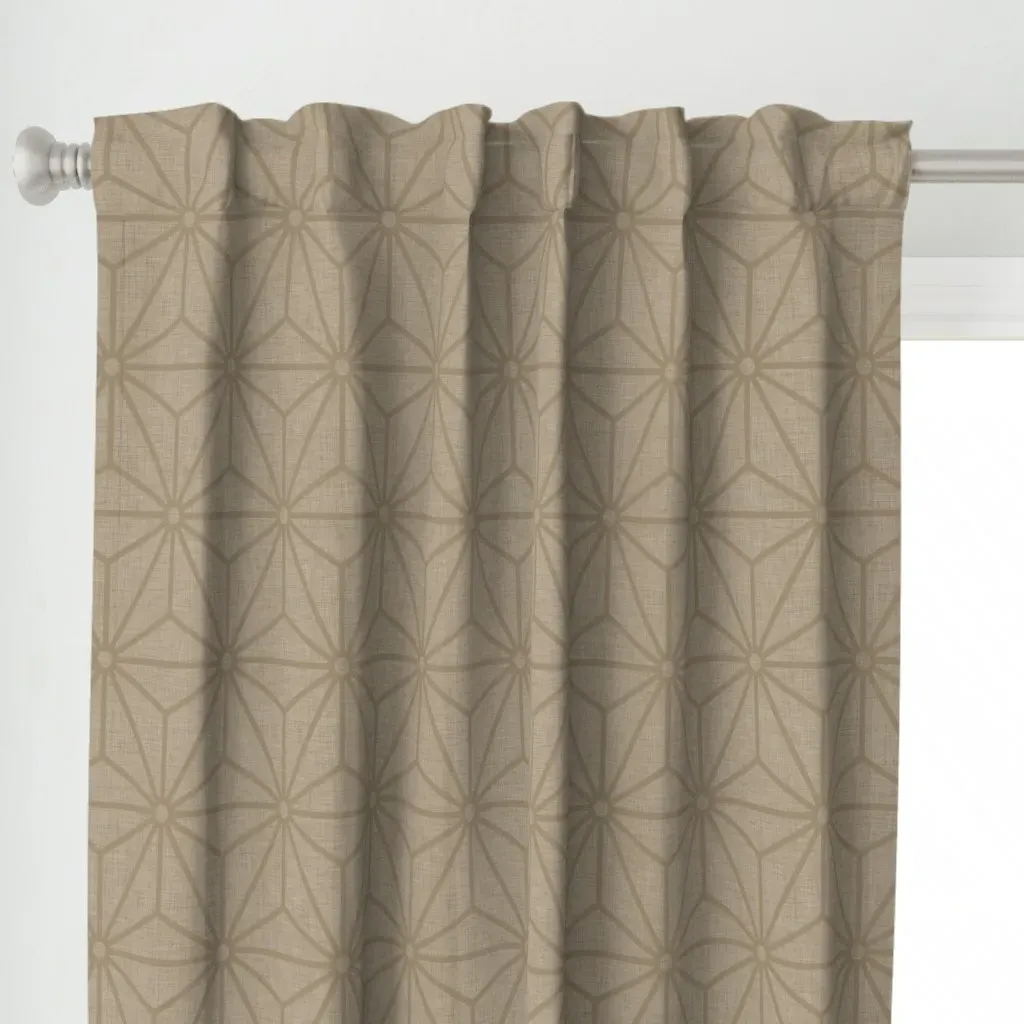 Geometric Stars Curtain Panel - Beige alternate view