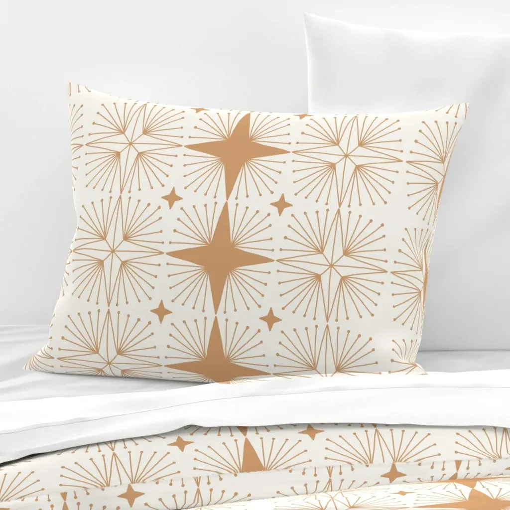 Geometric Stars Standard Knife Edge Cushion Cover - Tan, Cotton Sateen product
