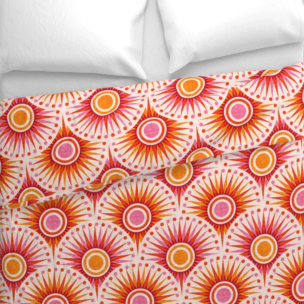 Geometric Sun Duvet Cover - Orange alternate view