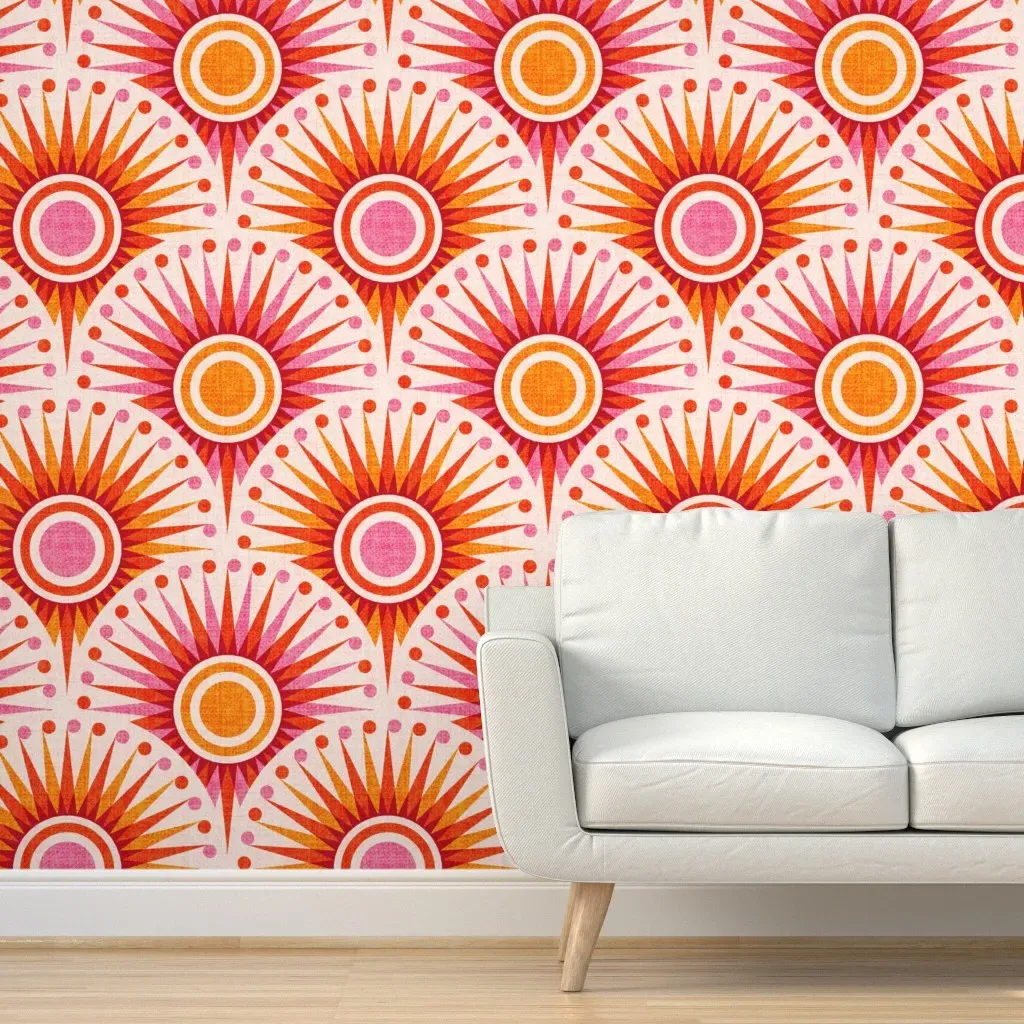 Geometric Sun Peel and Stick Wallpaper - Orange product