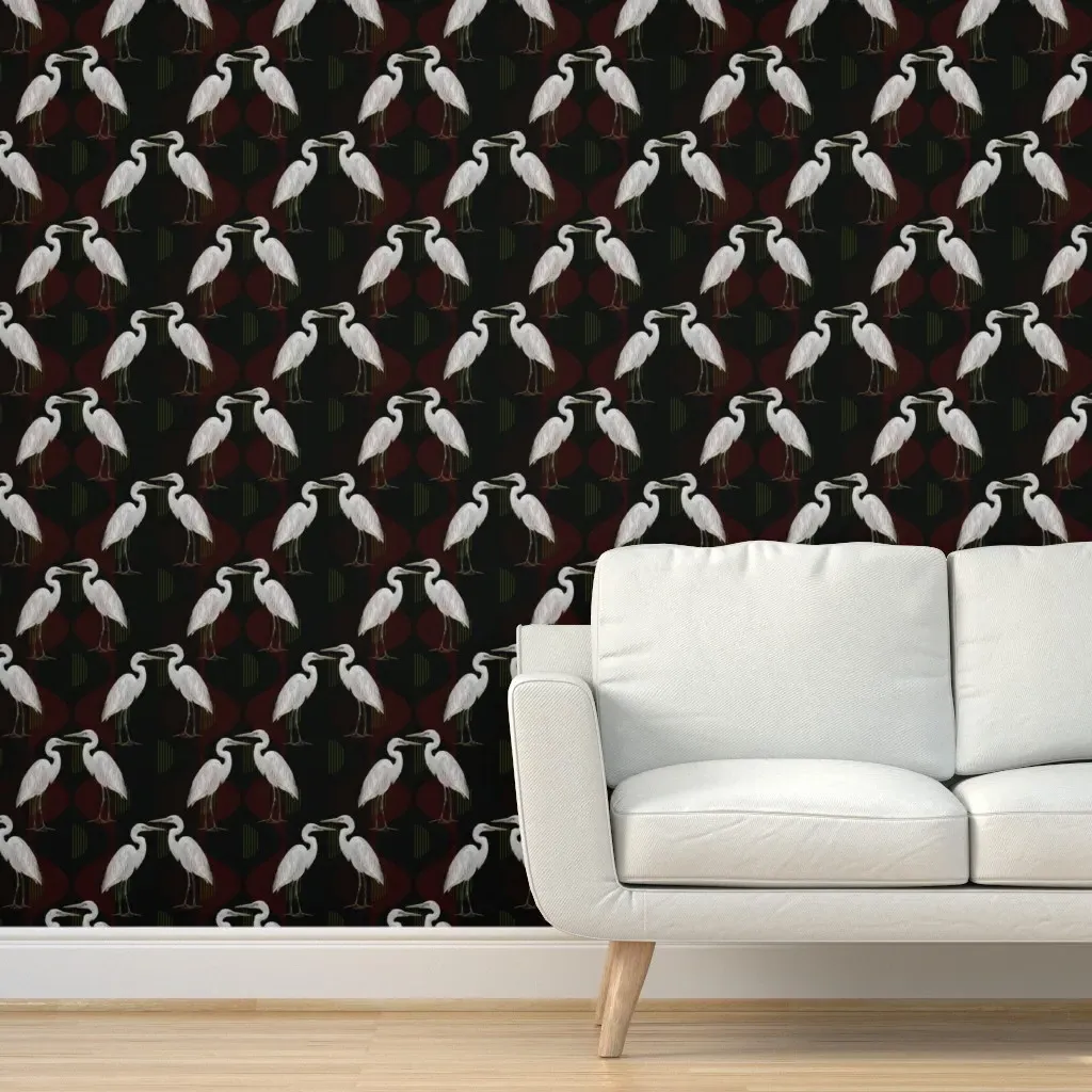 Geometric Wild Bird Peel and Stick Wallpaper - White product