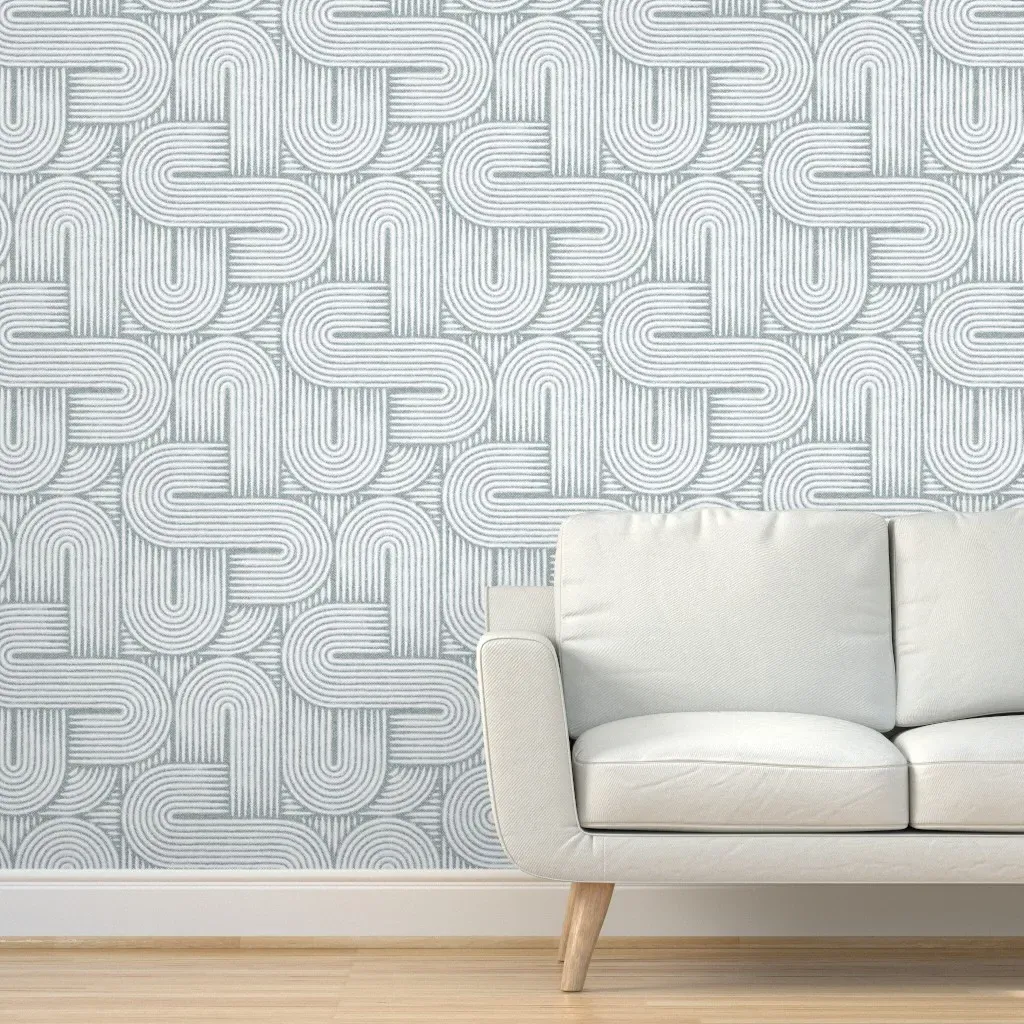 Geometric Zen Garden Peel and Stick Wallpaper - Blue Grey product