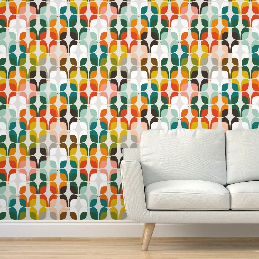 Geometry Of Love Birds Peel and Stick Wallpaper - Rainbow product