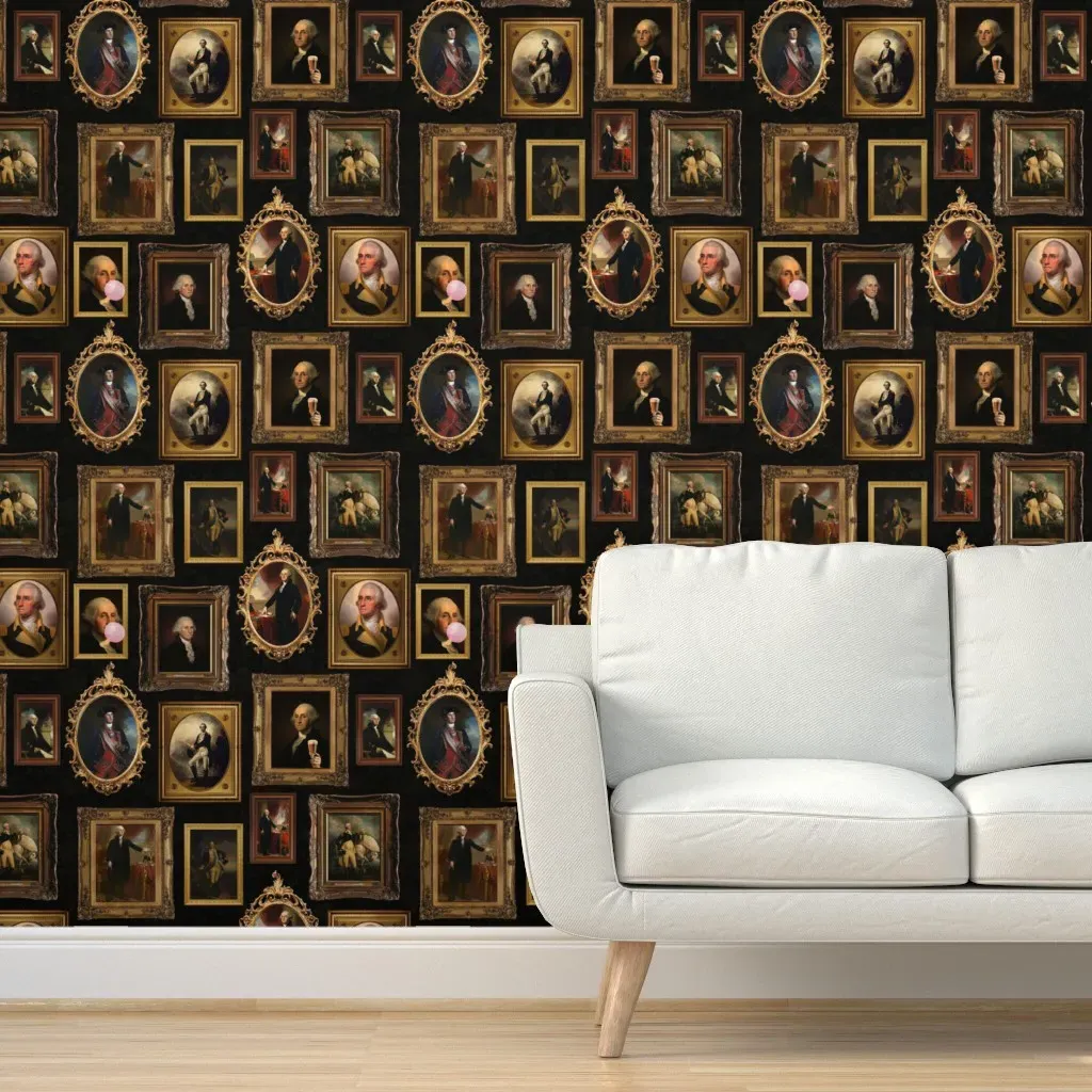 George Washington Whimsical History Peel and Stick Wallpaper - Gold product