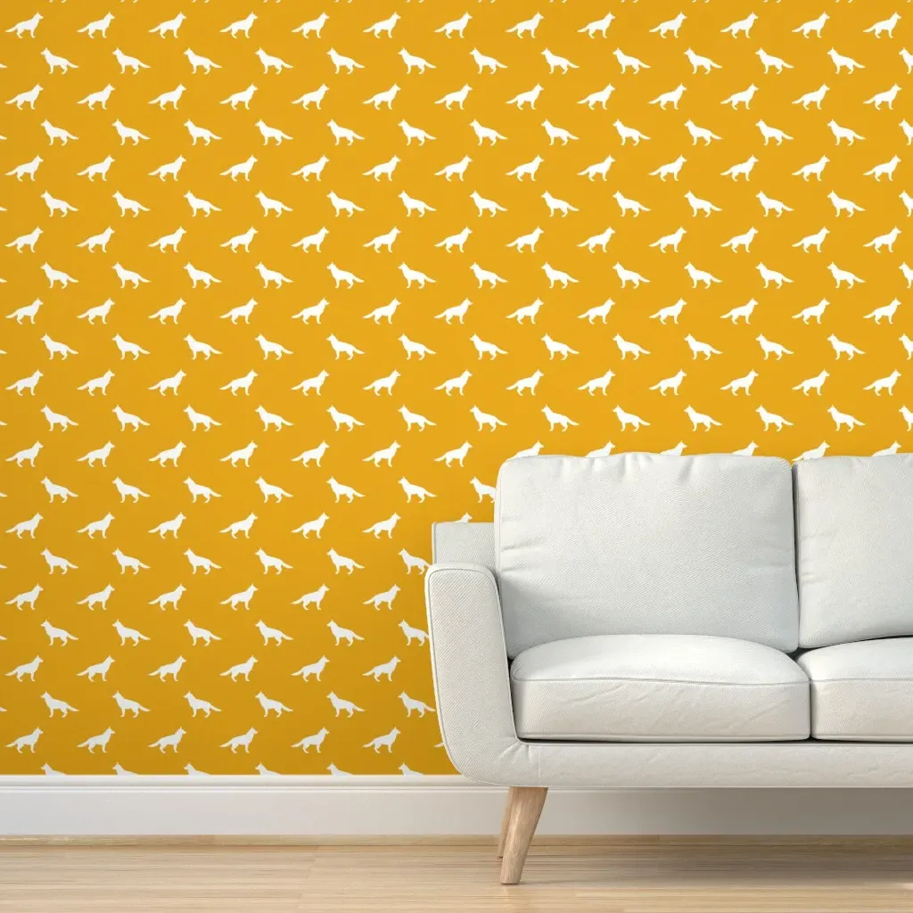 German Shepherd Silhouette Peel and Stick Wallpaper - Goldenrod product