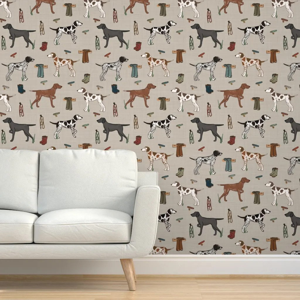 German Shorthair Pointer Farmhouse Peel and Stick Wallpaper - Cream product