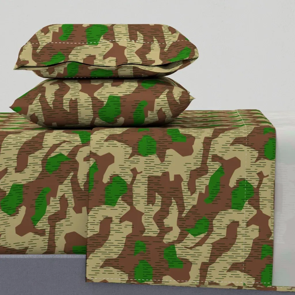 German WW2 Heeres Splittermuster Camouflage Twin Sheet Set - Brown product