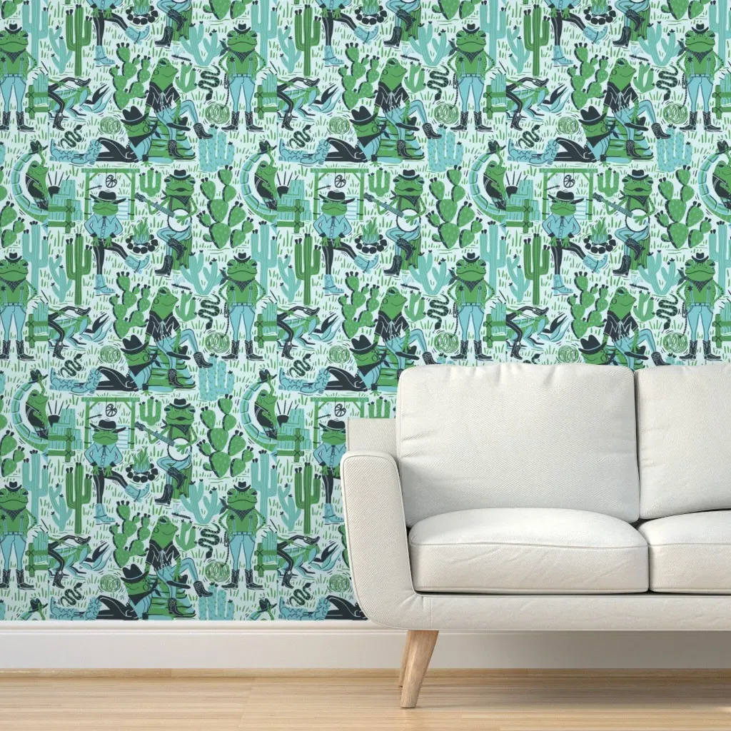 Get Along Little Froggy Peel and Stick Wallpaper - Teal product