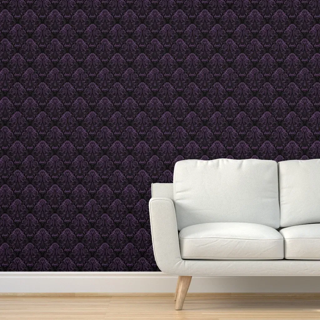 Ghost Paisley Peel and Stick Wallpaper - Purple & Black product