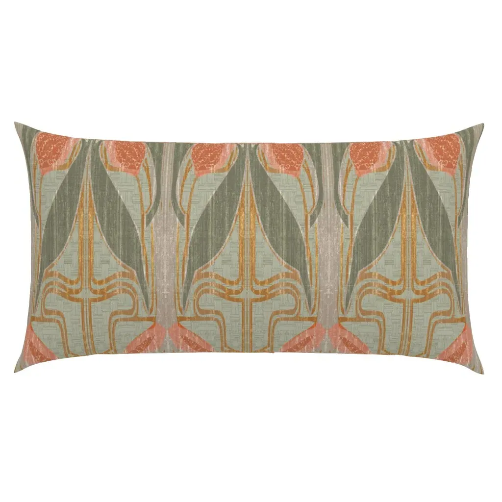 Giant-Scaled Tulips Art Deco King Pillow Sham - Dusty Rose product
