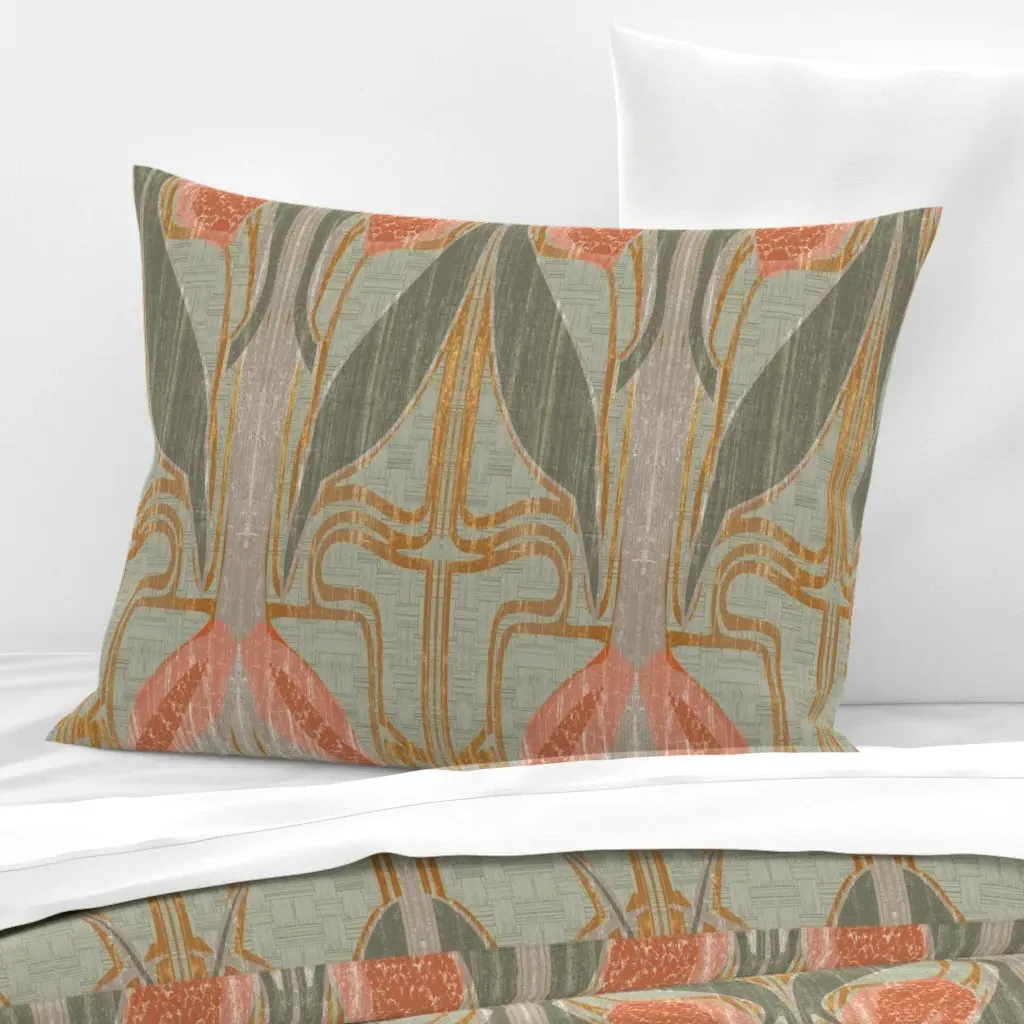 Giant-Scaled Tulips Art Deco Mural Cushion Cover - Dusty Rose, Cotton Sateen product