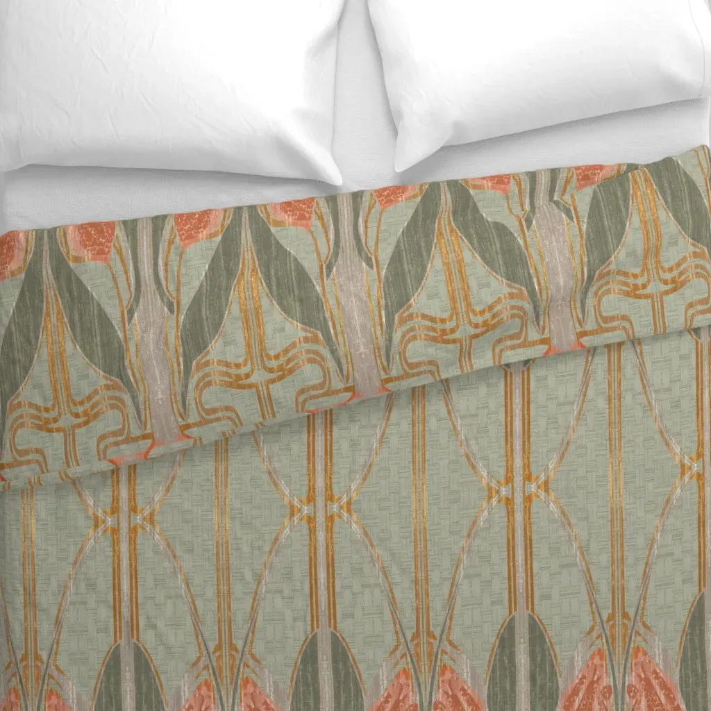Giant-Scaled Tulips Textured Duvet Cover - Dusty Rose alternate view