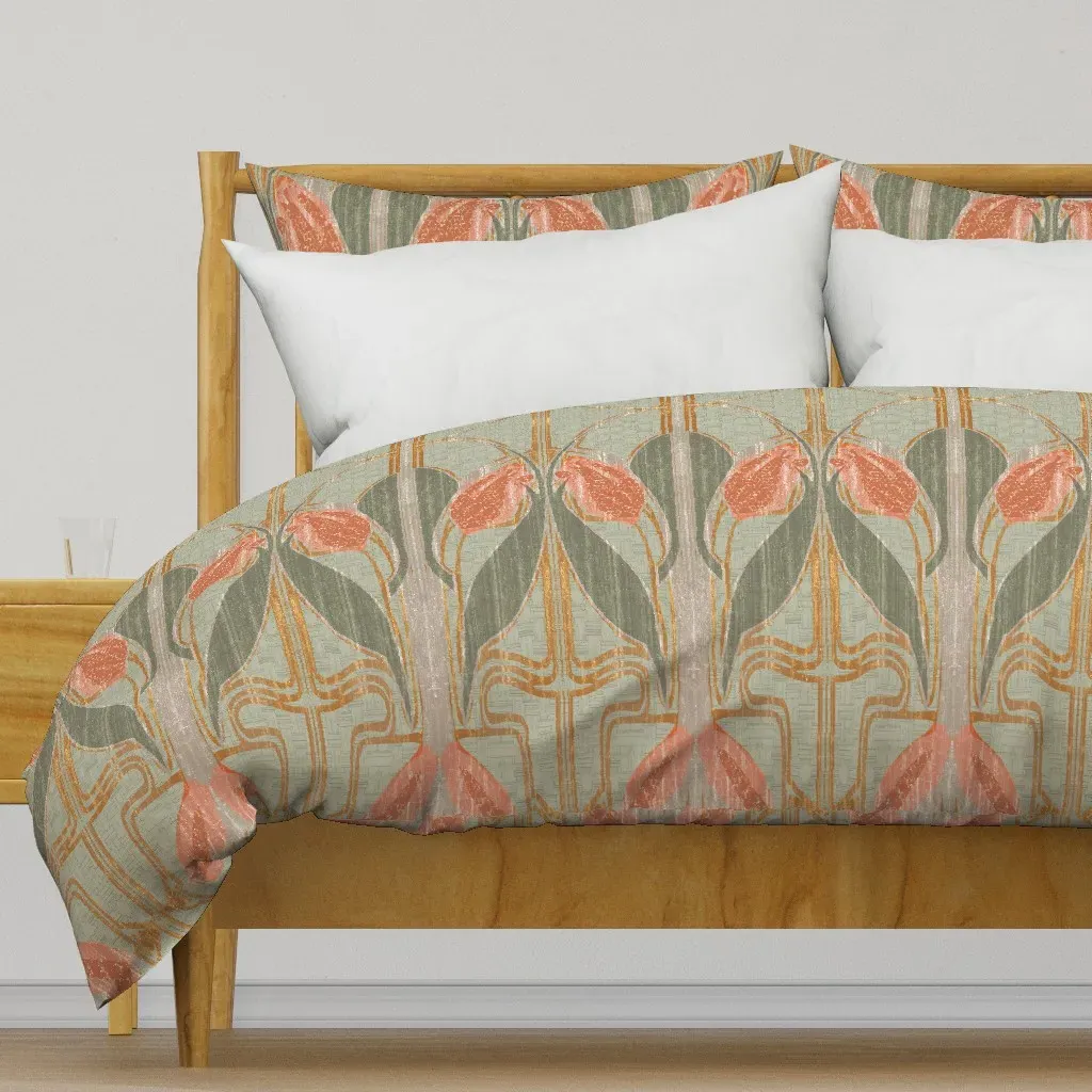 Giant-Scaled Tulips Textured Duvet Cover - Dusty Rose product