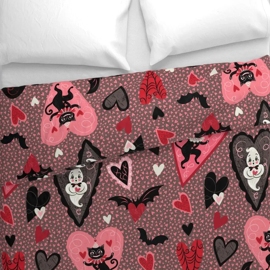 Giant Valoween Spooks Duvet Cover - Pink, Gray alternate view