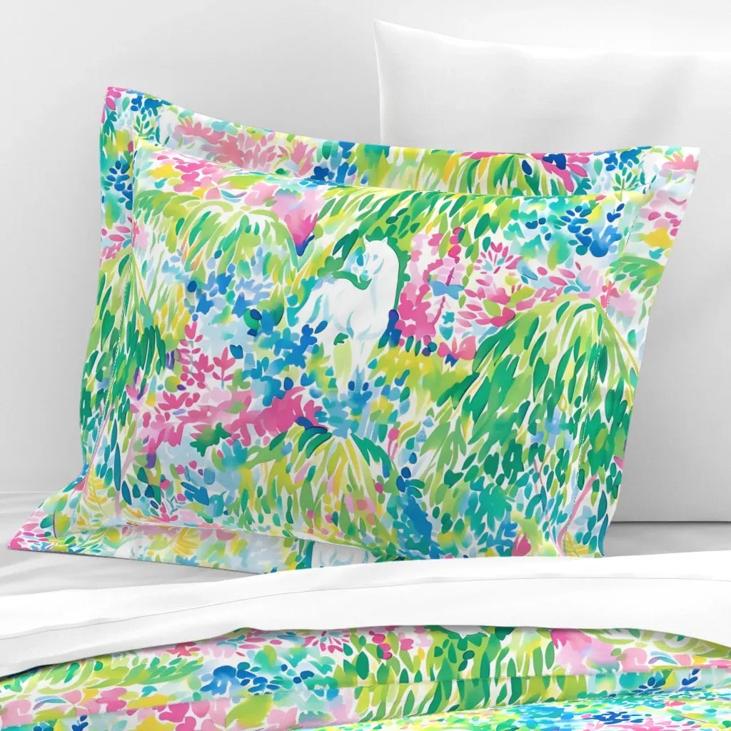 Giddy Up & Bloom Wide Cotton Sateen Standard Flanged Cushion - White product
