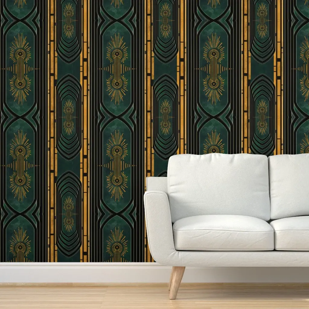 Gilded Geometrics Peel and Stick Wallpaper - Emerald Green product