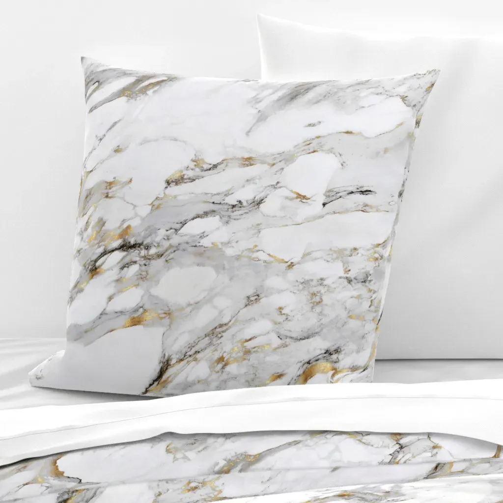 Gilded Marble Euro Pillow Sham - White product
