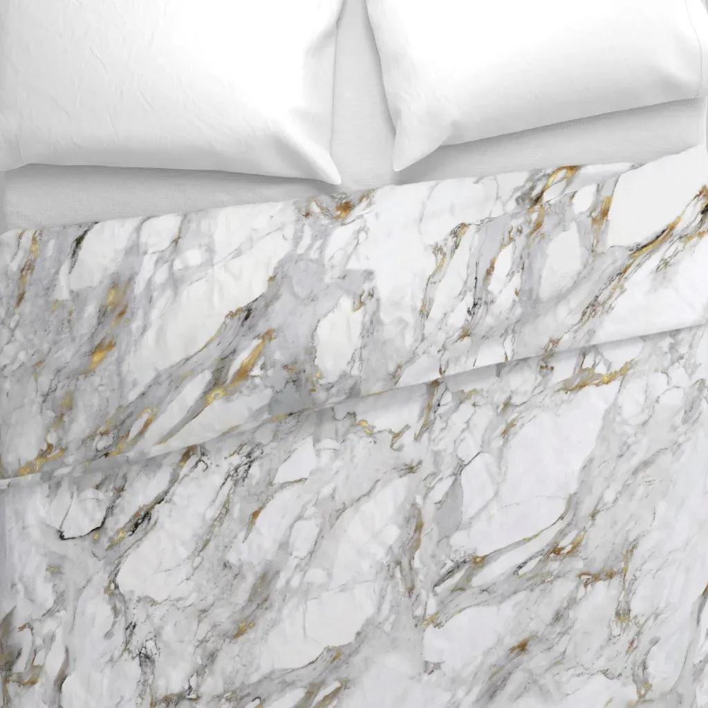 Gilded Marble Large Scale Duvet Cover - White alternate view