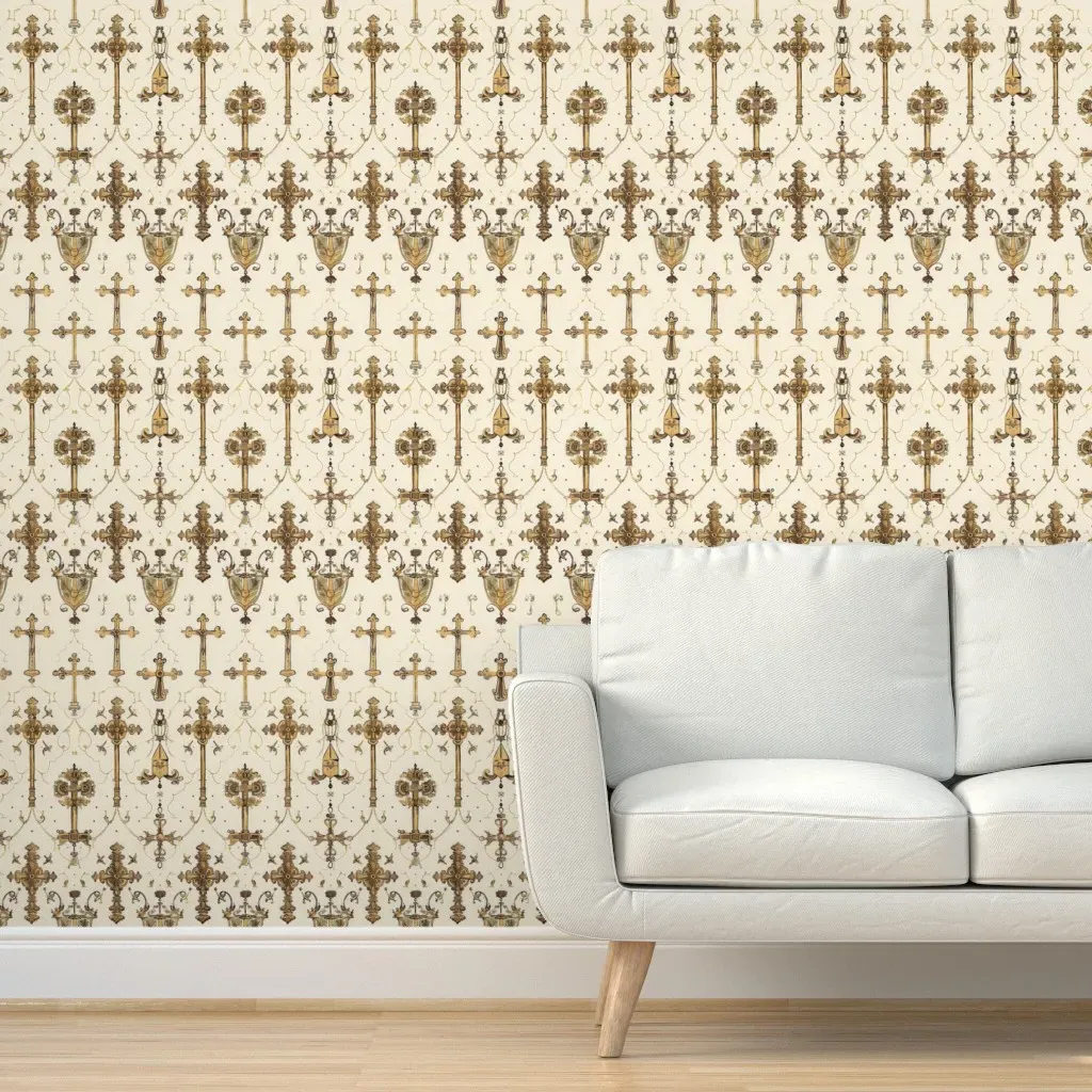 Gilded Reliquary Peel and Stick Wallpaper - Gold product