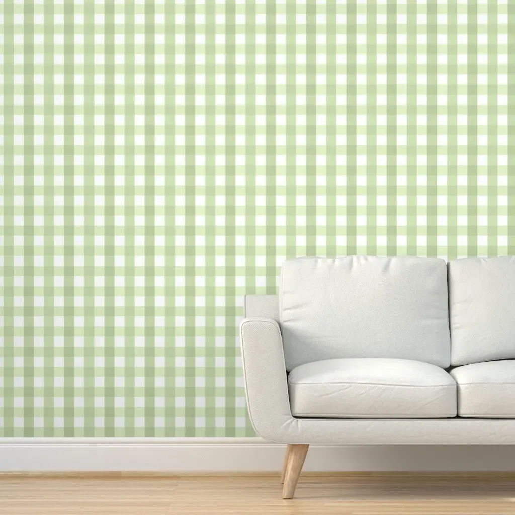 Gina3 Elaine Check Peel and Stick Wallpaper - Sage Green, White product