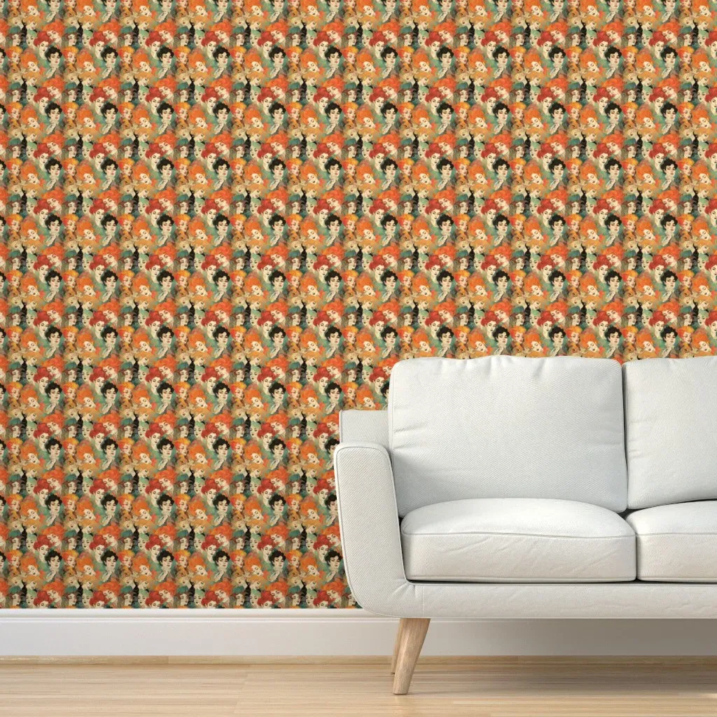 Ginger Drag Queen Glamor Peel and Stick Wallpaper - Orange product