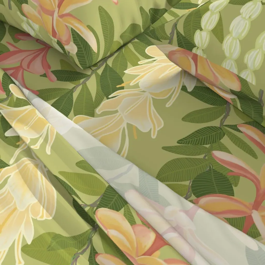 Ginger Lei Plumeria Pikake Lime King Sheet Set - Pale Green alternate view