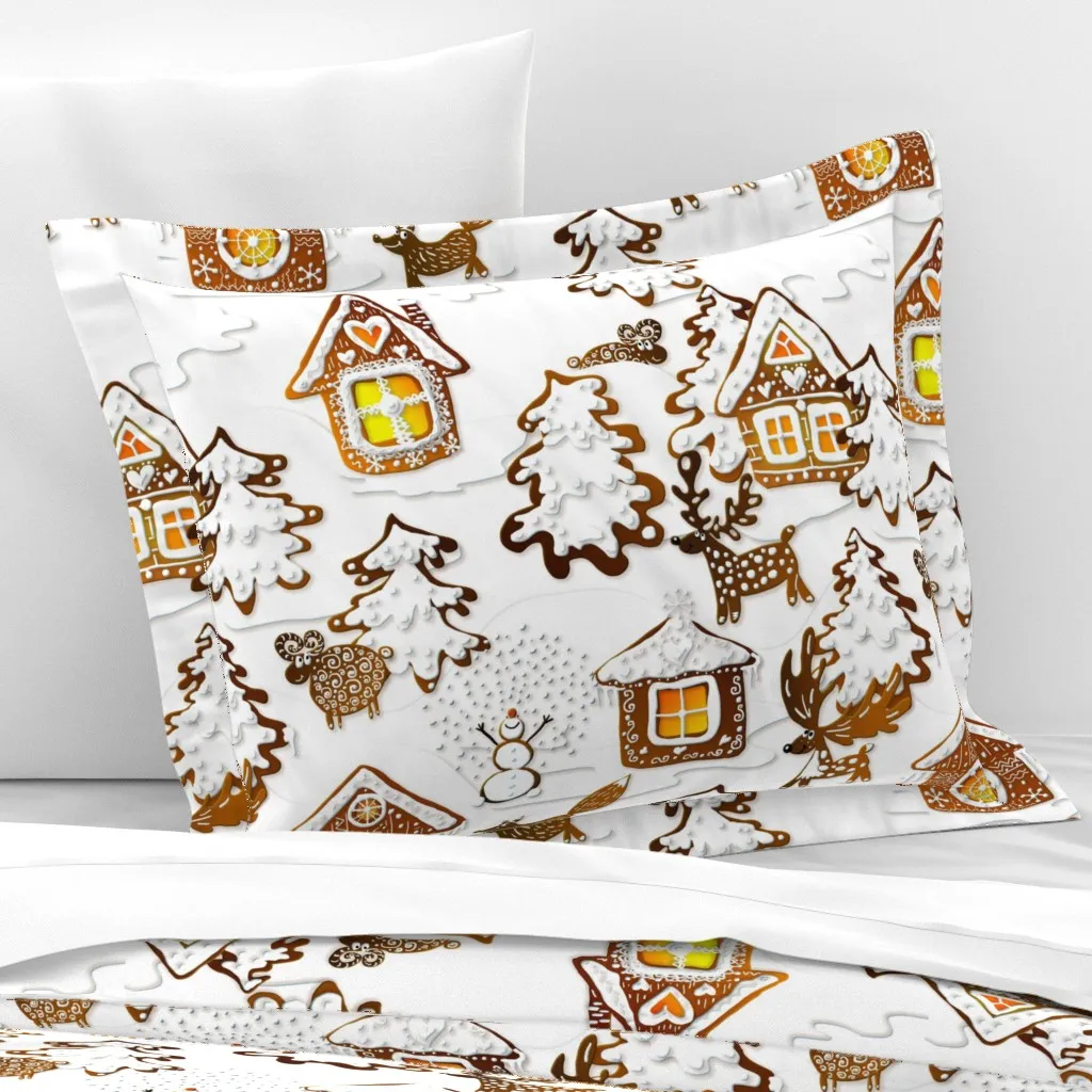 Gingerbread Winter Landscape Standard Flanged Cushion Cover - Cotton Sateen product