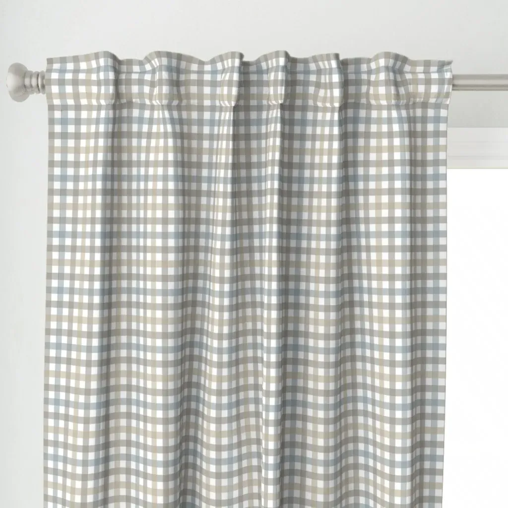 Gingham Arona Curtain Panel - Light Beige alternate view