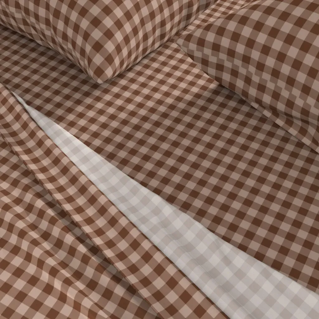 Gingham Blush And Cinnamon Queen Sheet Set - Brown alternate view