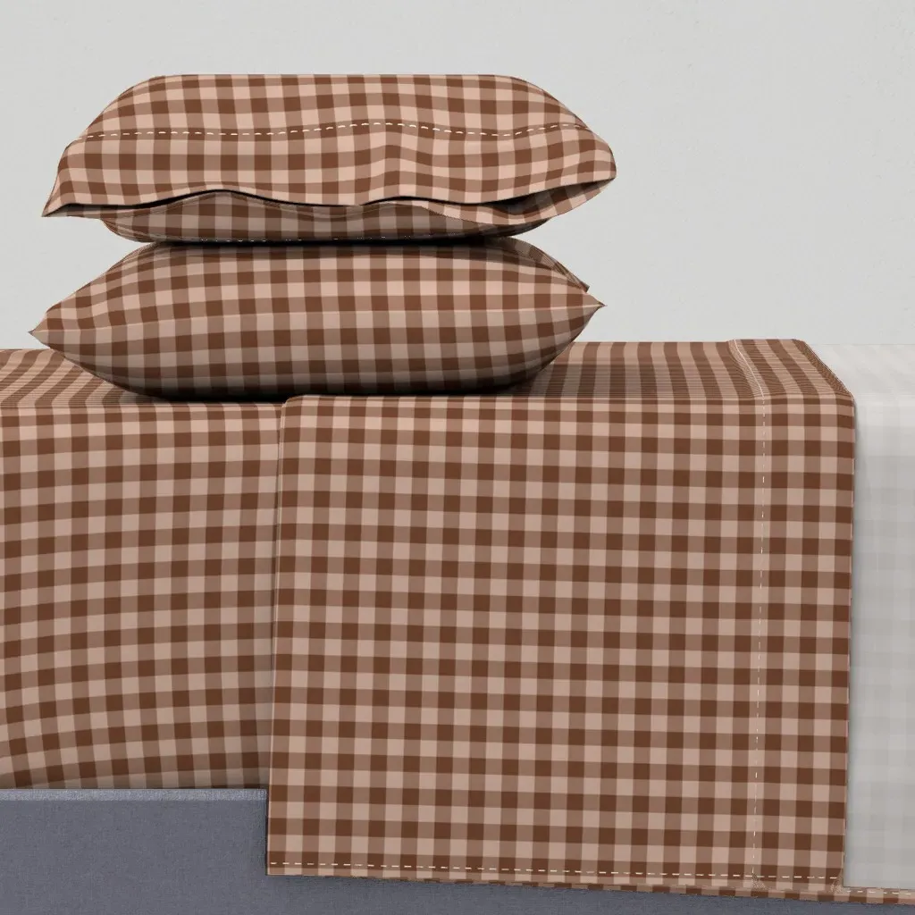 Gingham Blush And Cinnamon Queen Sheet Set - Brown product