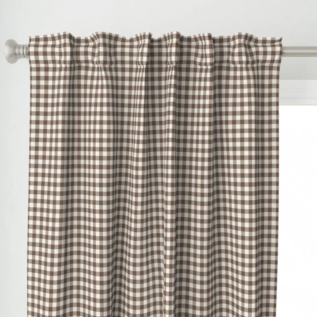 Gingham Brown Sugar Curtain Panel - Brown alternate view