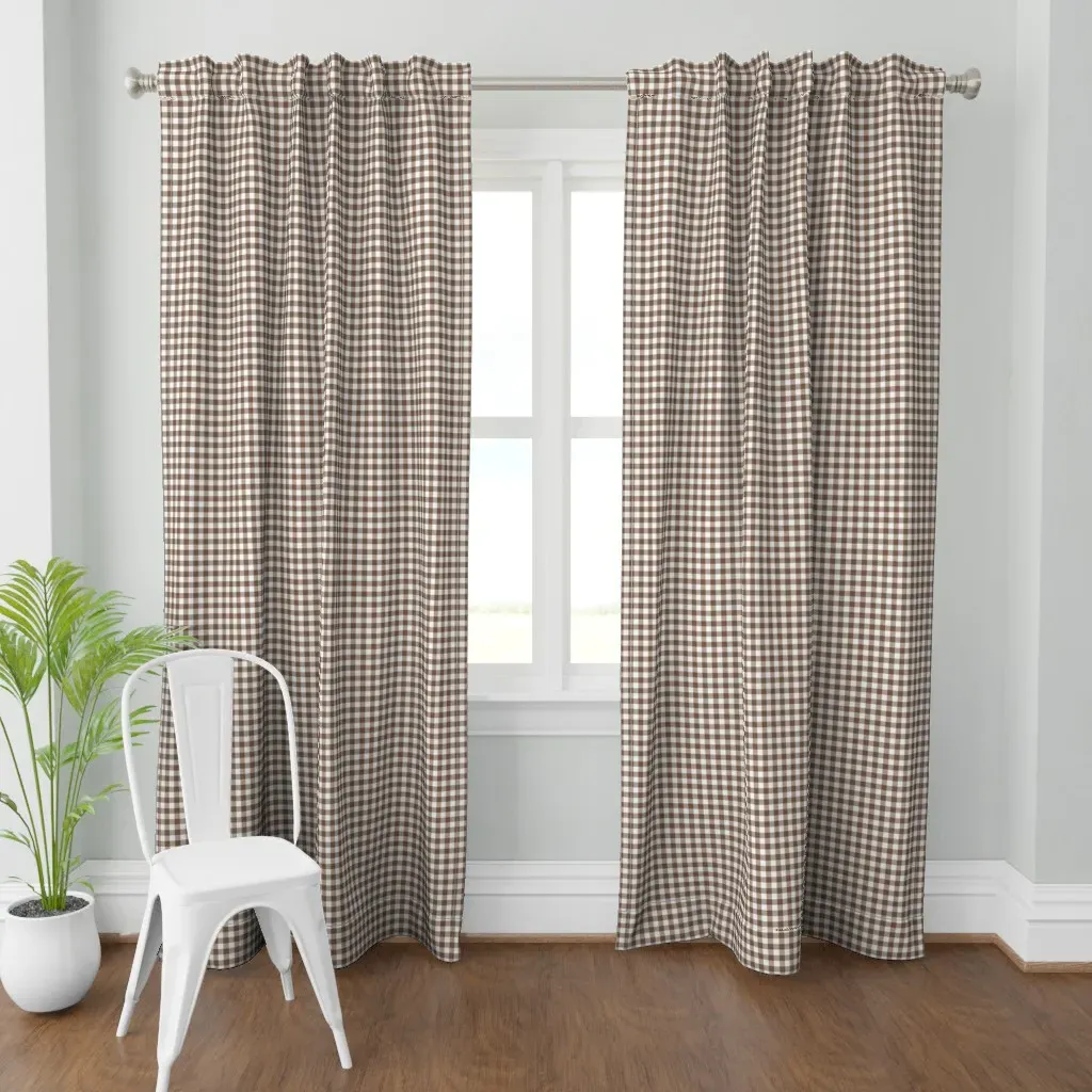 Gingham Brown Sugar Curtain Panel - Brown product