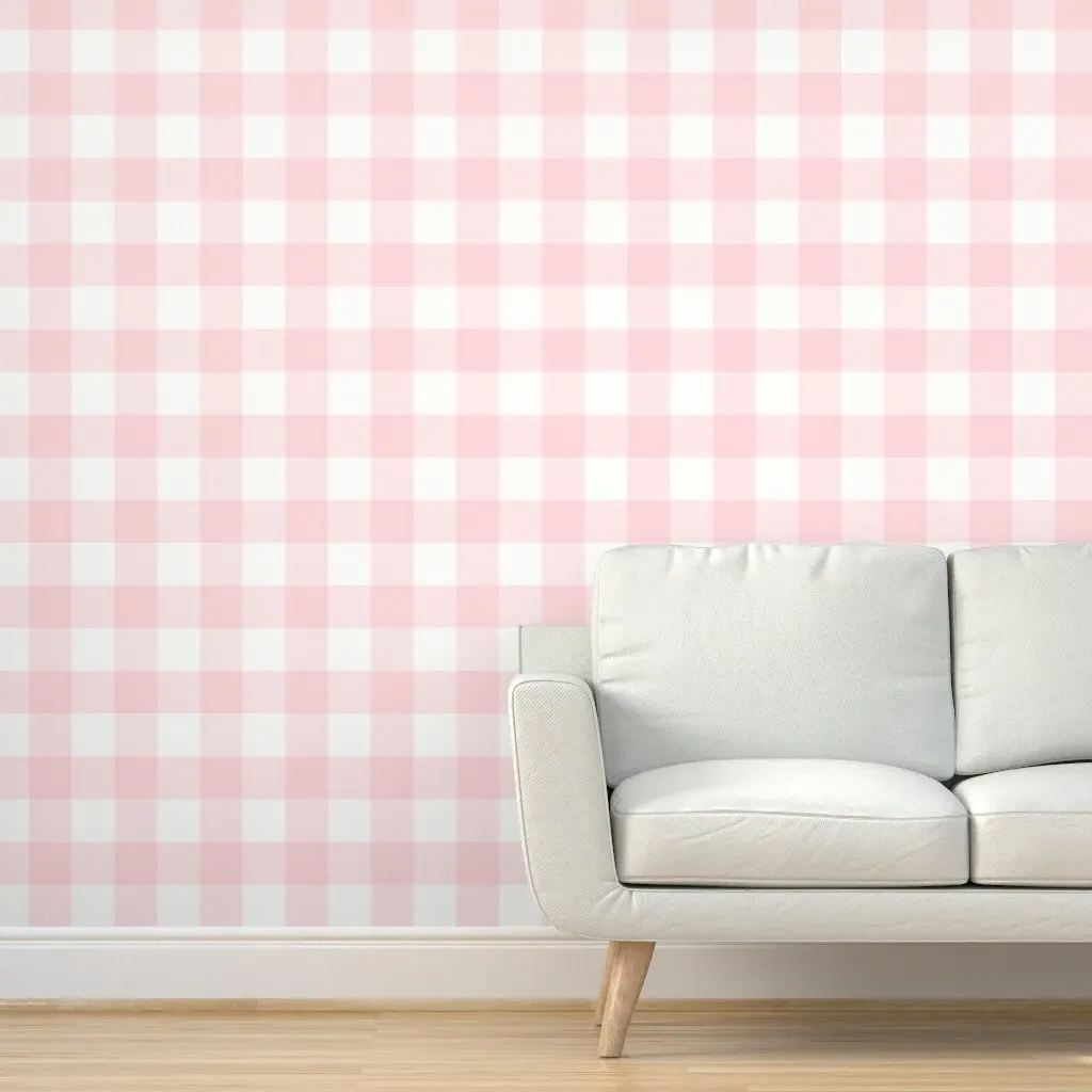 Gingham Buffalo Check Peel and Stick Wallpaper - Pink, White product