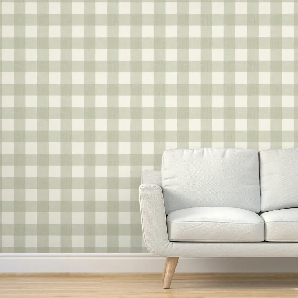 Gingham Buffalo Check Peel and Stick Wallpaper - Sage Green product