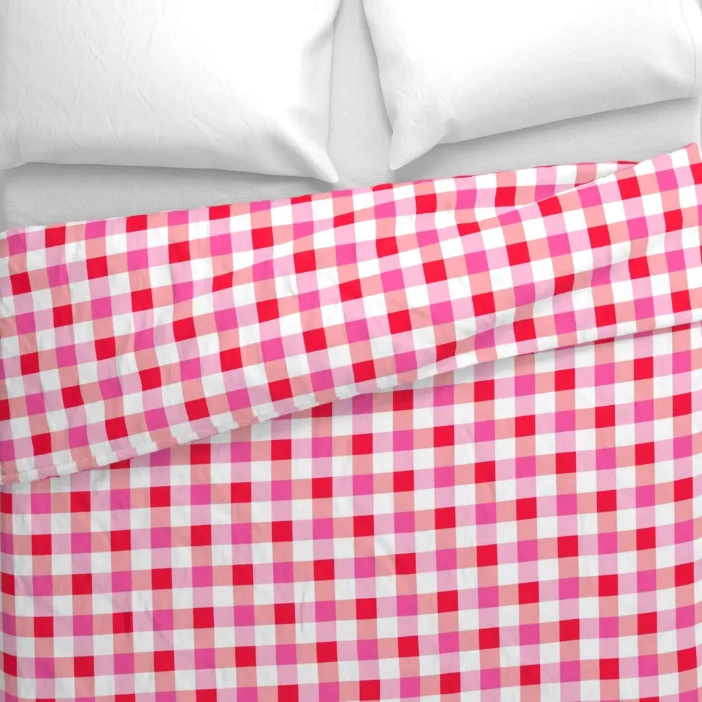 Gingham Check Cherry Medium Duvet Cover - Pink alternate view