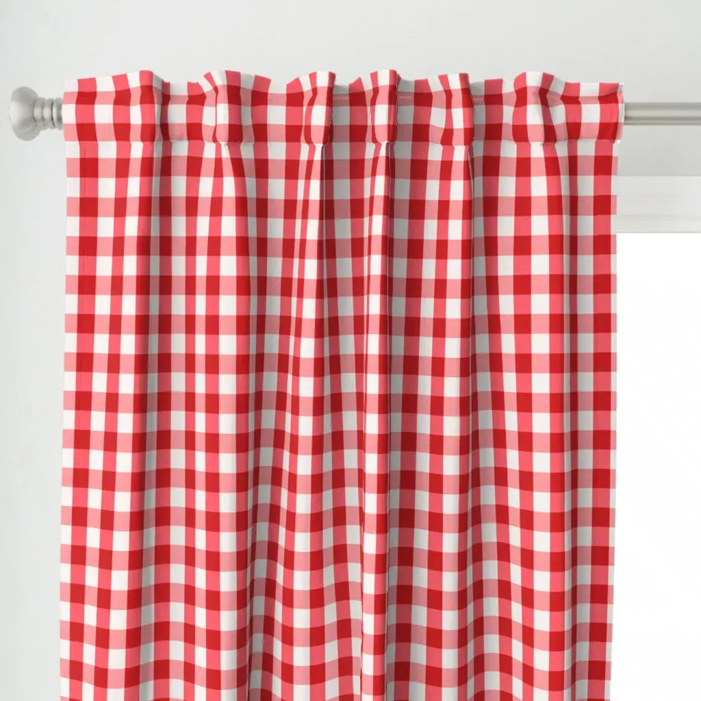Gingham Check Curtain Panel - Red alternate view
