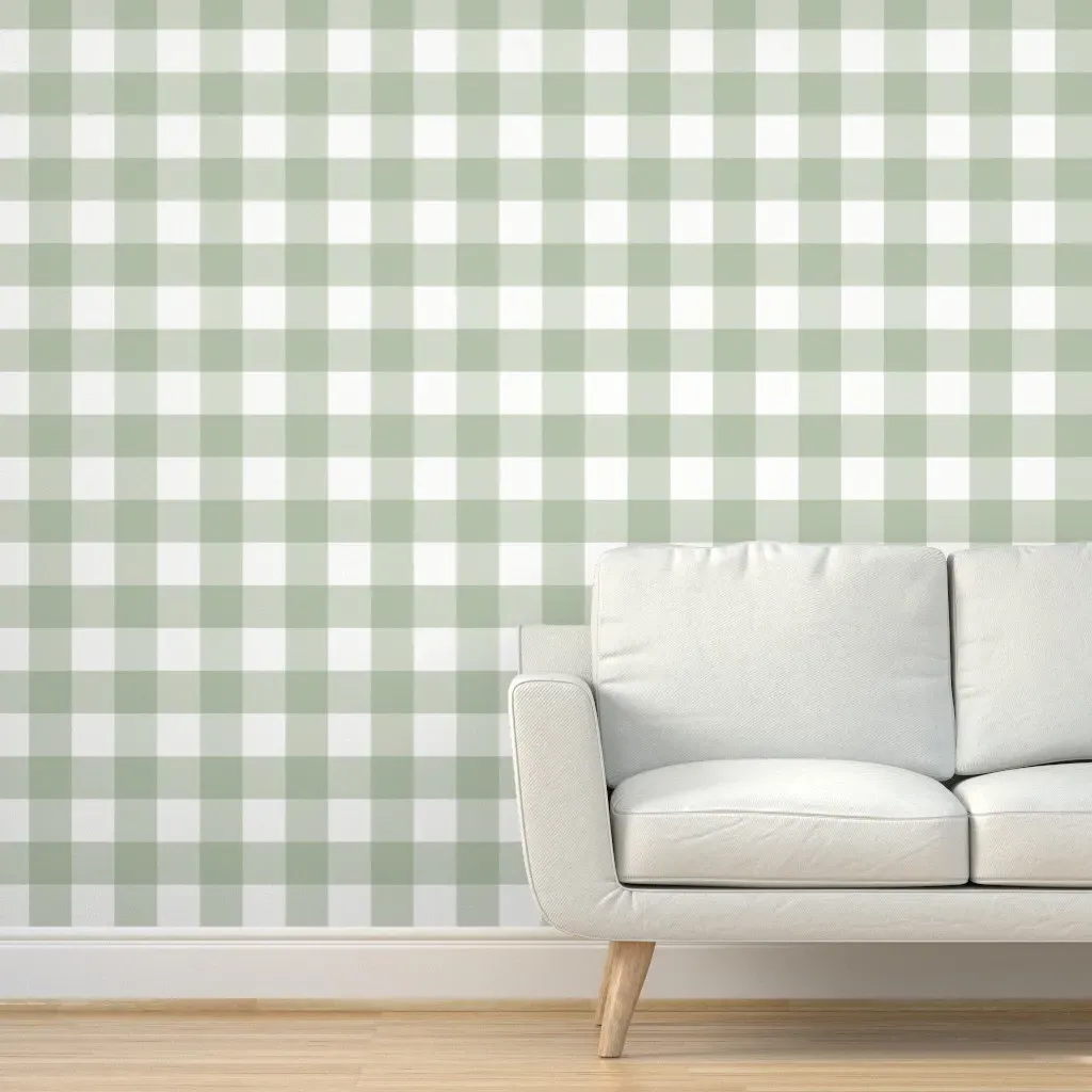 Gingham Check Peel and Stick Wallpaper - Sage Green product