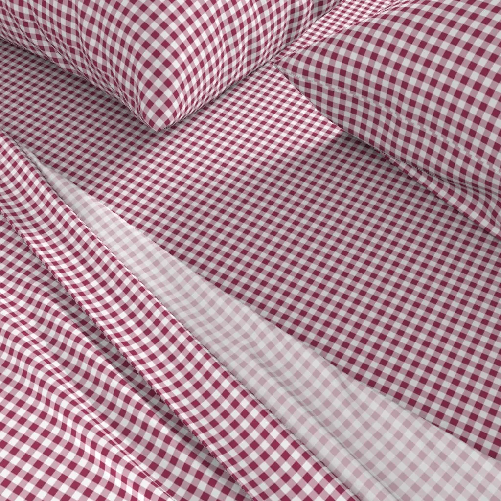 Gingham Check Queen Sheet Set - Burgundy alternate view