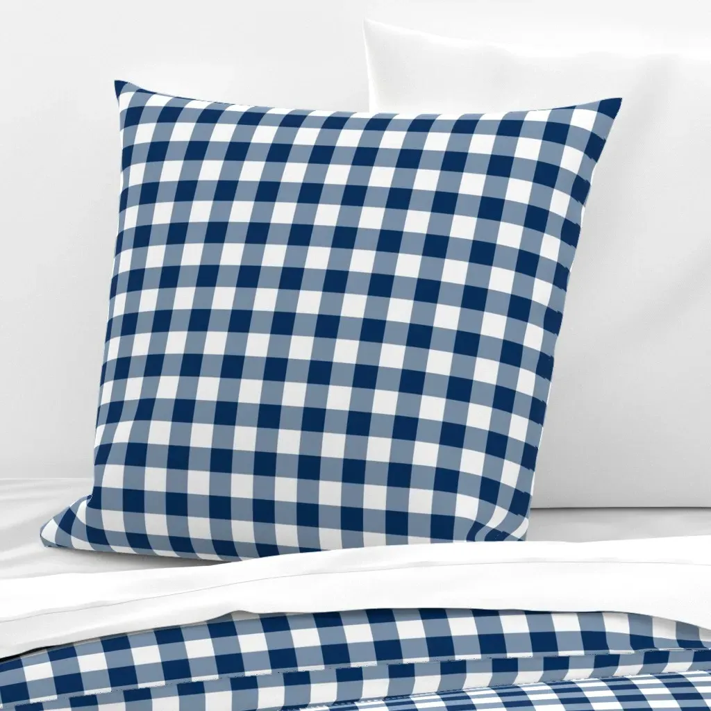 Gingham Check Small Euro Pillow Sham - Navy Blue product