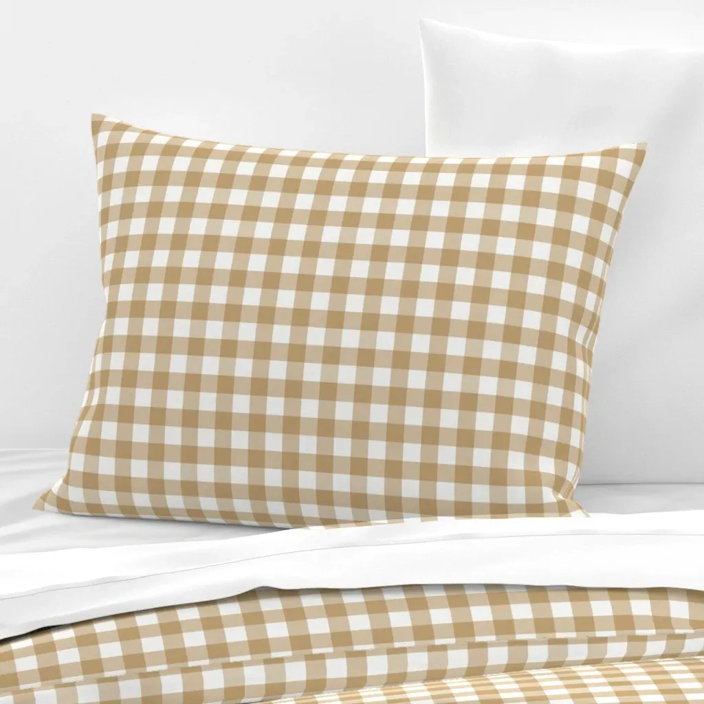 Gingham Check Standard Knife Edge Pillow - Beige, Cotton Sateen product