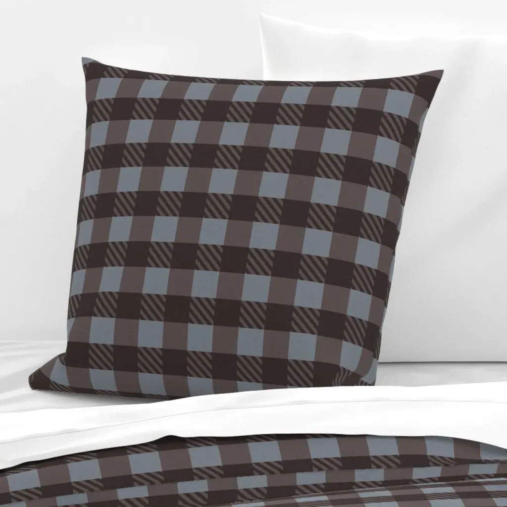 Gingham Checkered Geometric Euro Pillow Sham - Dark Brown product