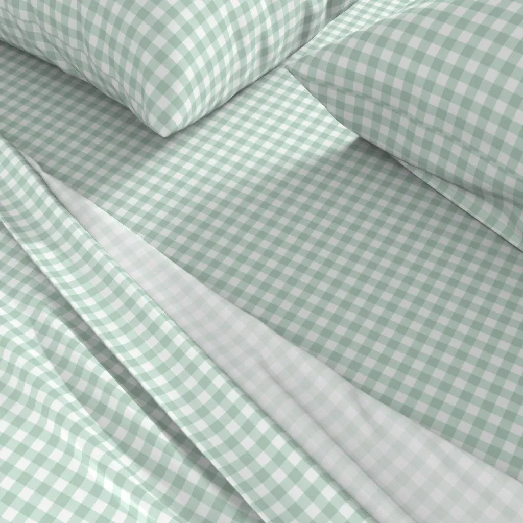 Gingham King Size Sheet Set - Sage Green alternate view