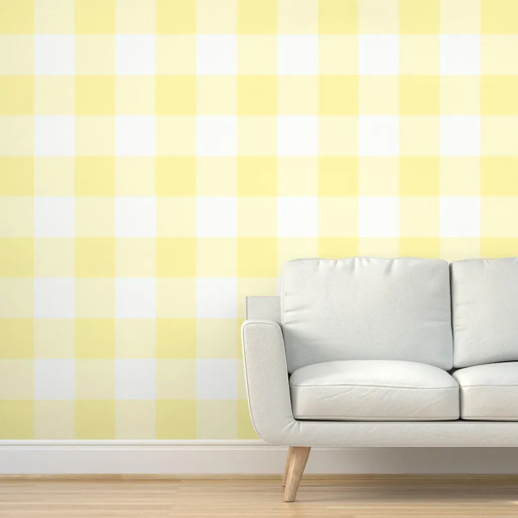 Gingham Large Scale Buffalo Check Peel and Stick Wallpaper - Pale Yellow product