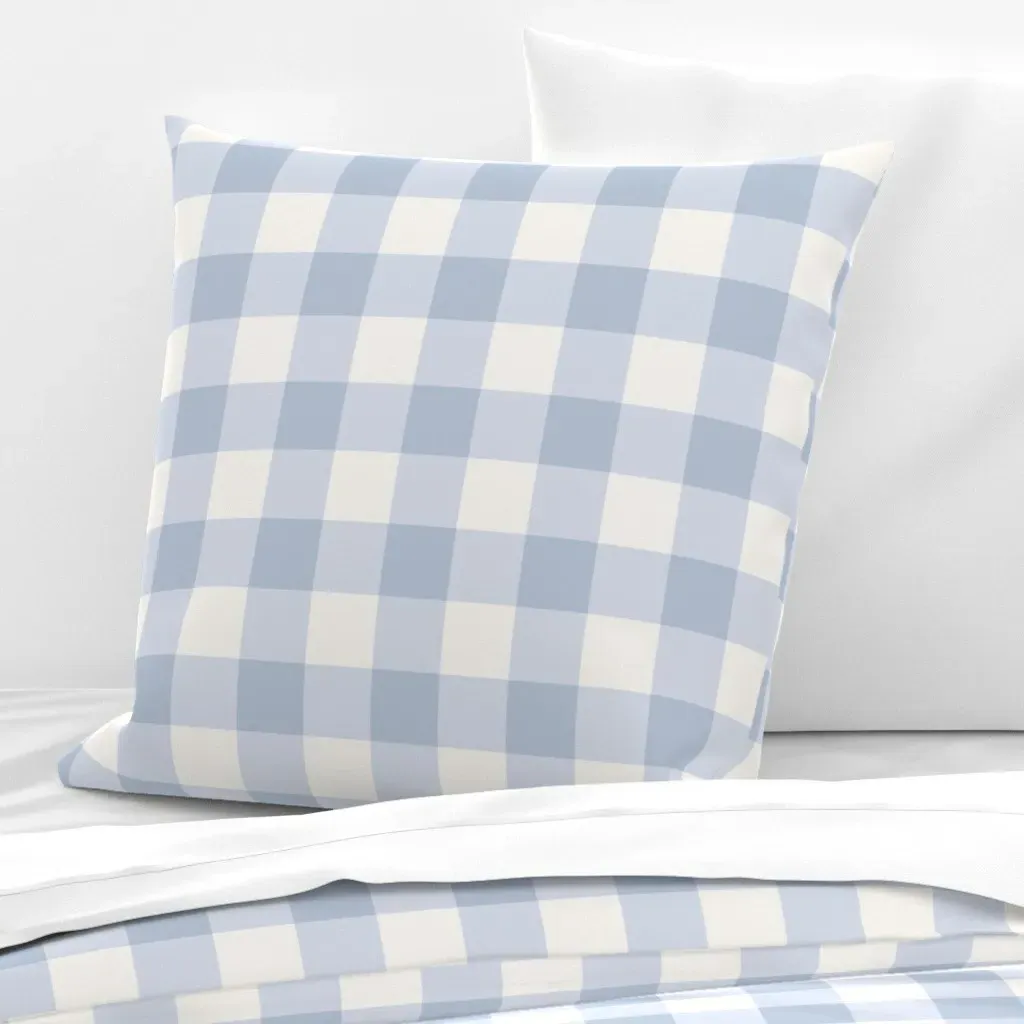 Gingham Large Scale Euro Pillow Sham - Baby Blue product