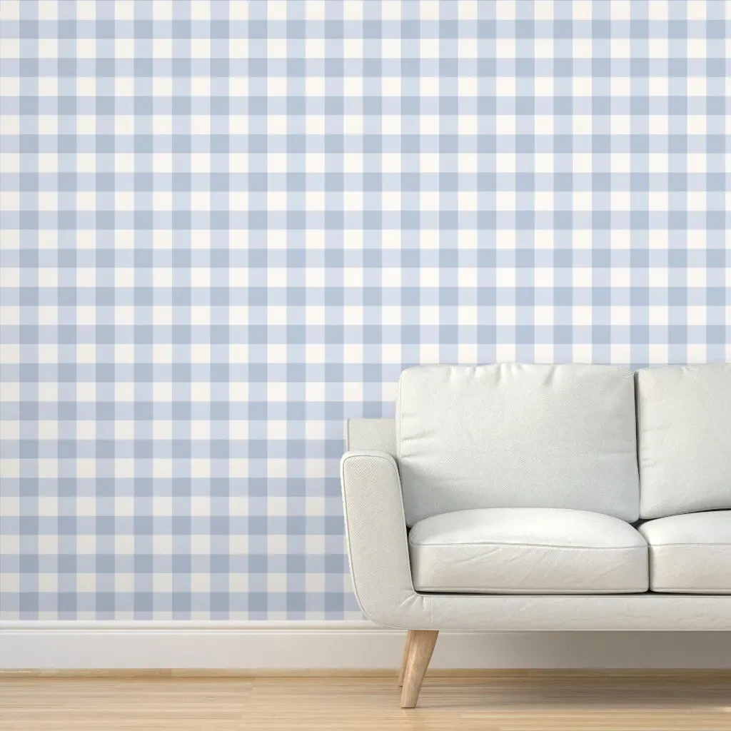 Gingham Large Scale Peel and Stick Wallpaper - Baby Blue product