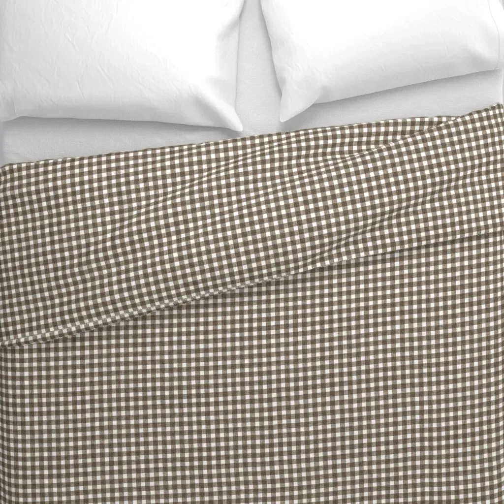 Gingham Natural Duvet Cover - Brown alternate view