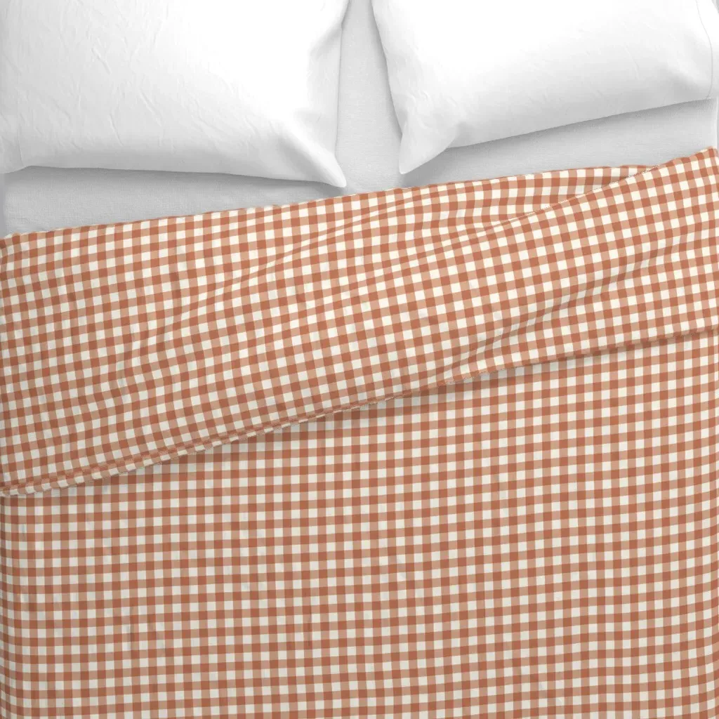 Gingham Plaid Check Duvet Cover - Terracotta alternate view