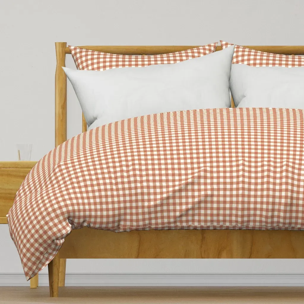 Gingham Plaid Check Duvet Cover - Terracotta product